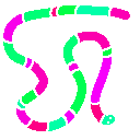 green and pink worm