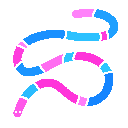 blue and pink worm