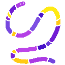 purple and yellow worm